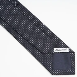 Dark Blue Ceremonial Jacquard Silk Tie Small Geometric Pattern