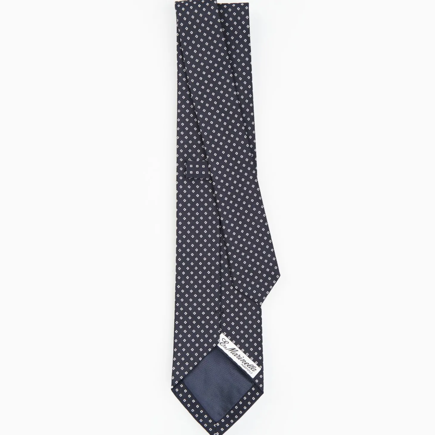 Dark Blue Ceremonial Jacquard Silk Tie Small Geometric Pattern
