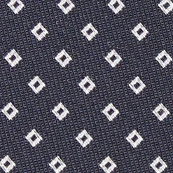 Dark Blue Ceremonial Jacquard Silk Tie Small Geometric Pattern