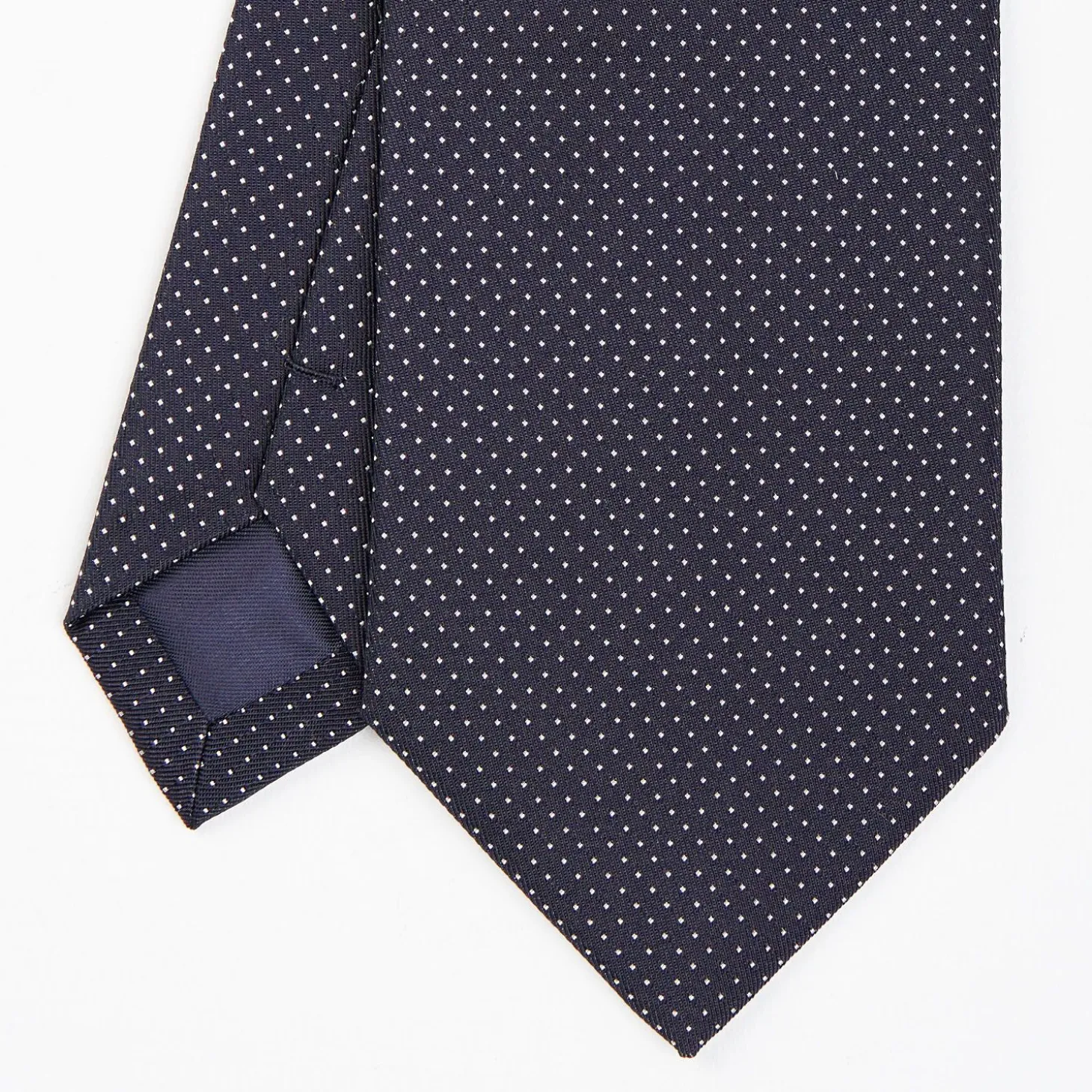 Dark Blue Ceremonial Jacquard Silk Tie Small Geometric Pattern