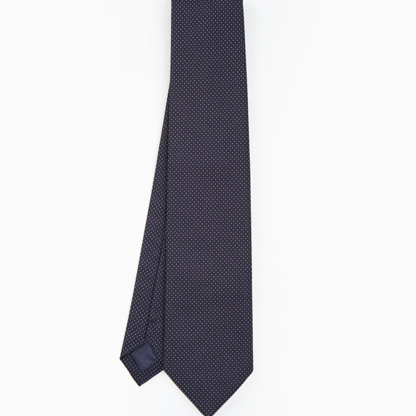 Dark Blue Ceremonial Jacquard Silk Tie Small Geometric Pattern