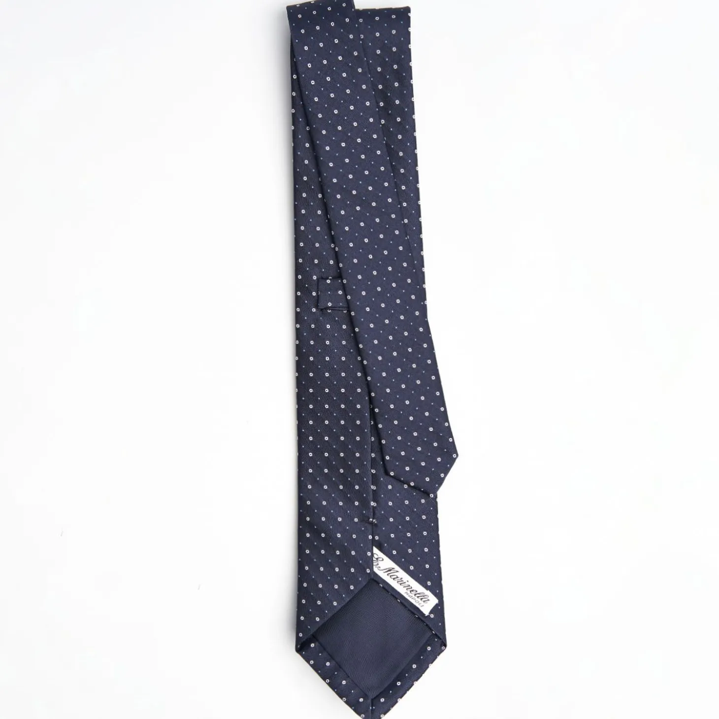 Dark Blue Cerimonial Silk Satin Tie - Small Geometric Pattern
