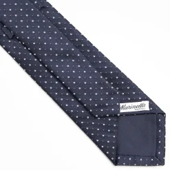 Dark Blue Cerimonial Silk Satin Tie - Small Geometric Pattern