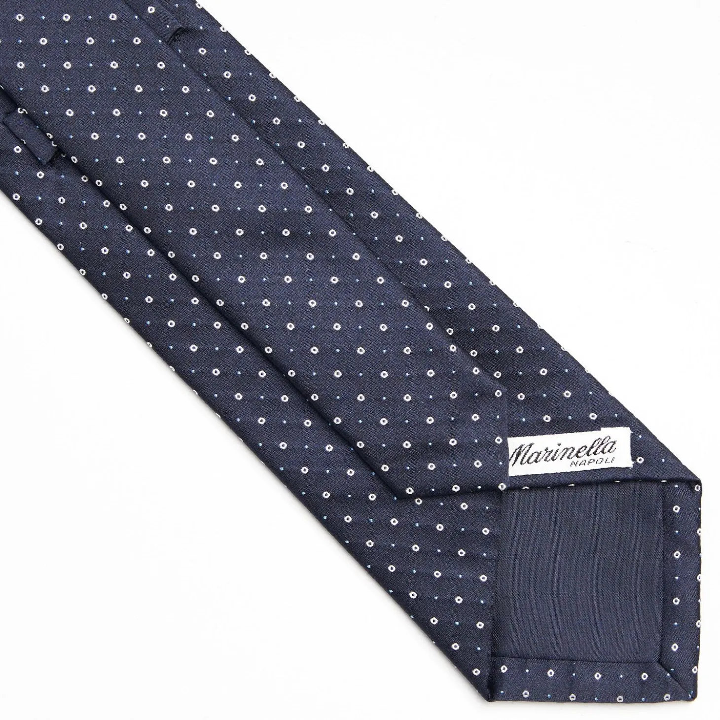 Dark Blue Cerimonial Silk Satin Tie - Small Geometric Pattern