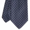 Dark Blue Cerimonial Silk Satin Tie - Small Geometric Pattern