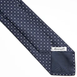 Dark Blue Cerimonial Silk Satin Tie - Small Geometric Pattern