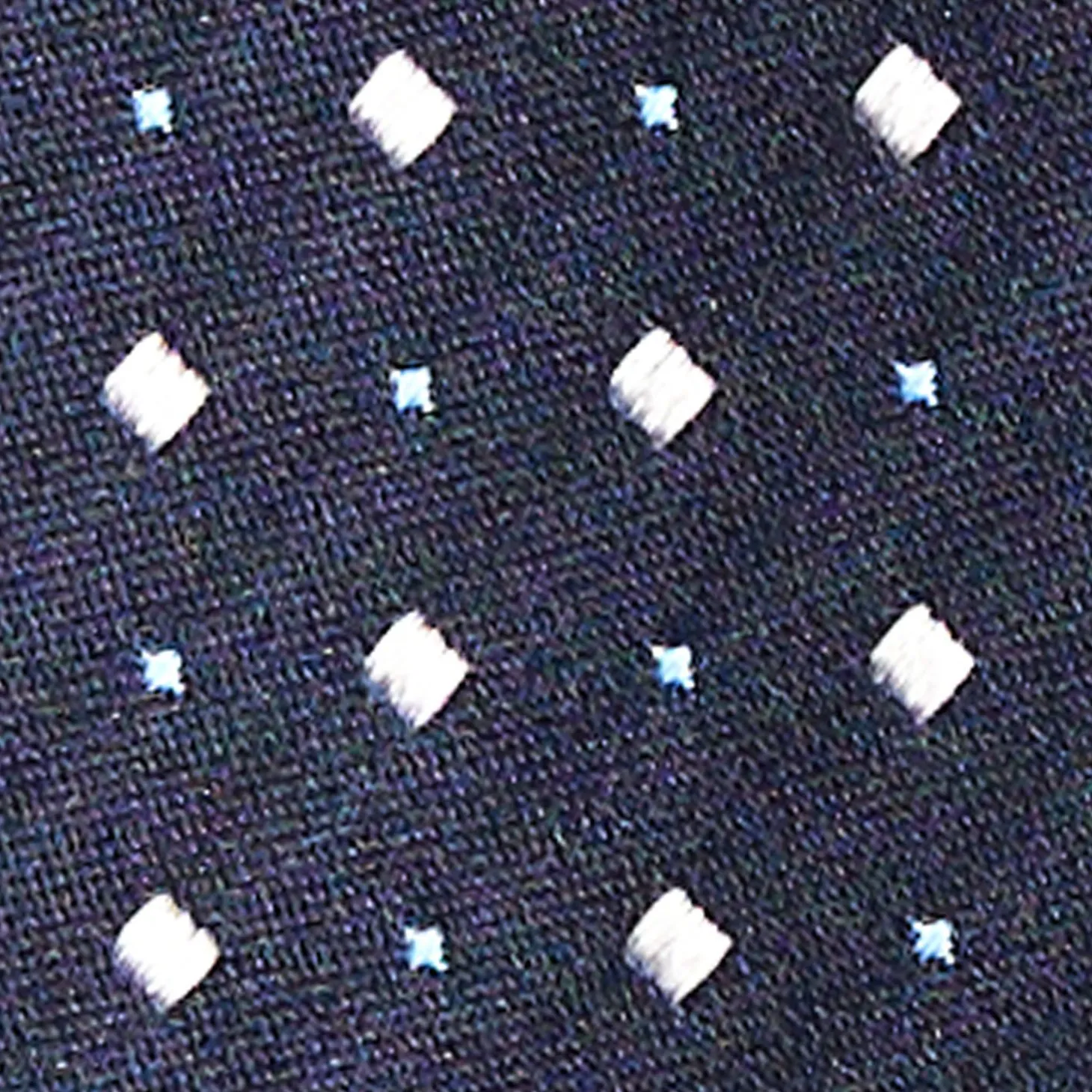 Dark Blue Cerimonial Silk Satin Tie - Small Geometric Pattern
