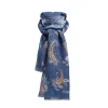 Dark Blue Cotton And Linen Scarf - Paisley Pattern