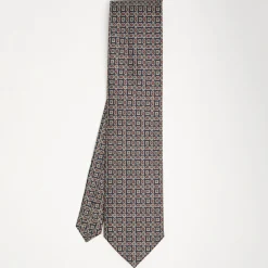 Dark Blue Extra Long Sartorial Silk Tie - Paisley Pattern