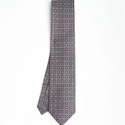 Dark Blue Extra Long Sartorial Silk Tie - Paisley Pattern