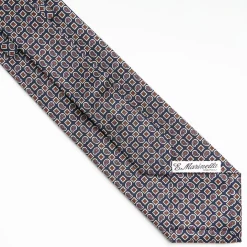 Dark Blue Extra Long Sartorial Silk Tie - Paisley Pattern