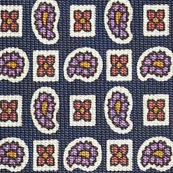 Dark Blue Extra Long Sartorial Silk Tie - Paisley Pattern