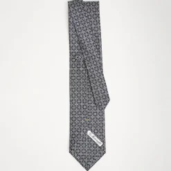 Dark Blue Extra Long Sartorial Silk Tie - Paisley Pattern