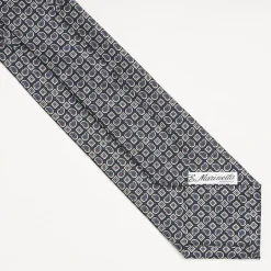 Dark Blue Extra Long Sartorial Silk Tie - Paisley Pattern