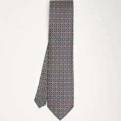 Dark Blue Extra Long Sartorial Silk Tie Paisley Pattern