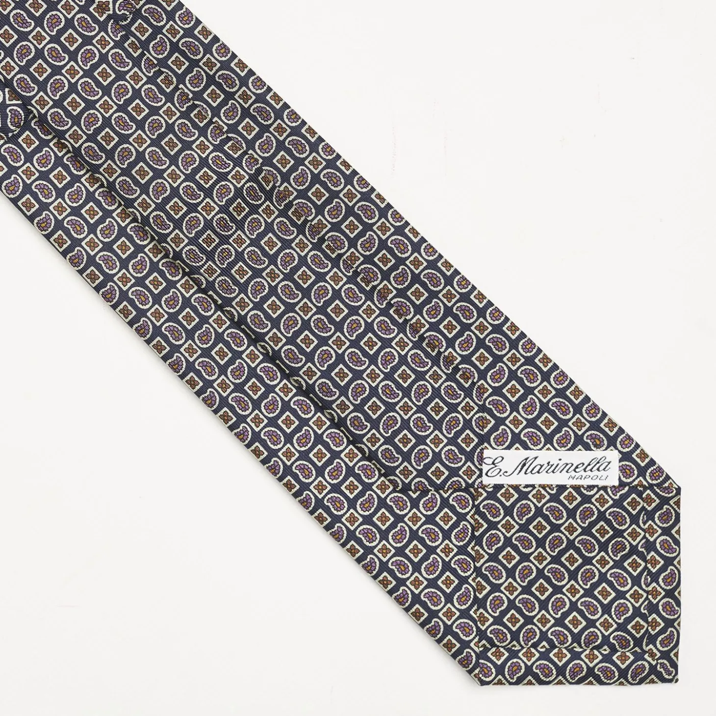 Dark Blue Extra Long Sartorial Silk Tie Paisley Pattern