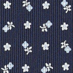 Dark Blue Extra Long Sartorial Silk Tie - Small Flower Pattern