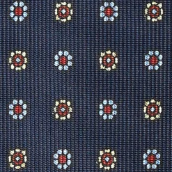 Dark Blue 9 Fold Sartorial Silk Tie Small Flower Pattern
