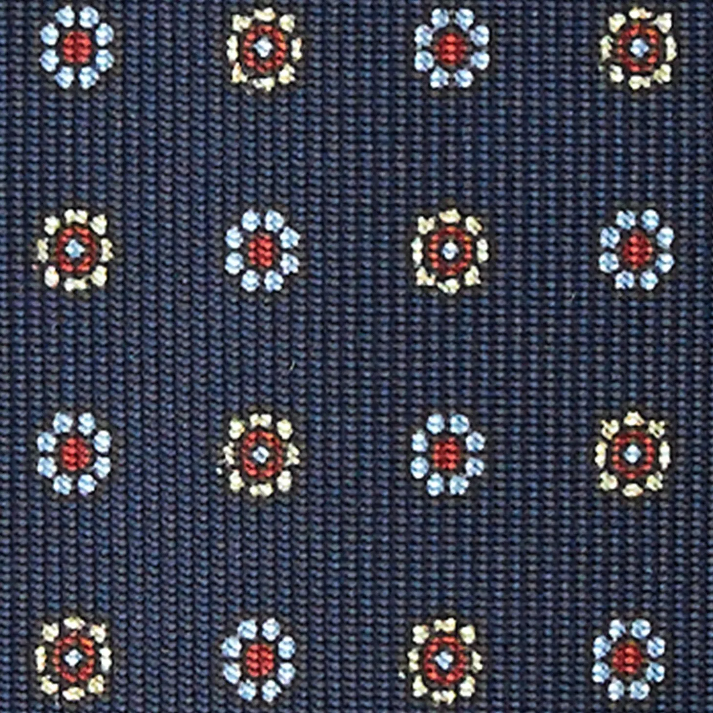 Dark Blue 9 Fold Sartorial Silk Tie Small Flower Pattern
