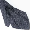 Dark Blue 9 Fold Sartorial Silk Tie Small Flower Pattern