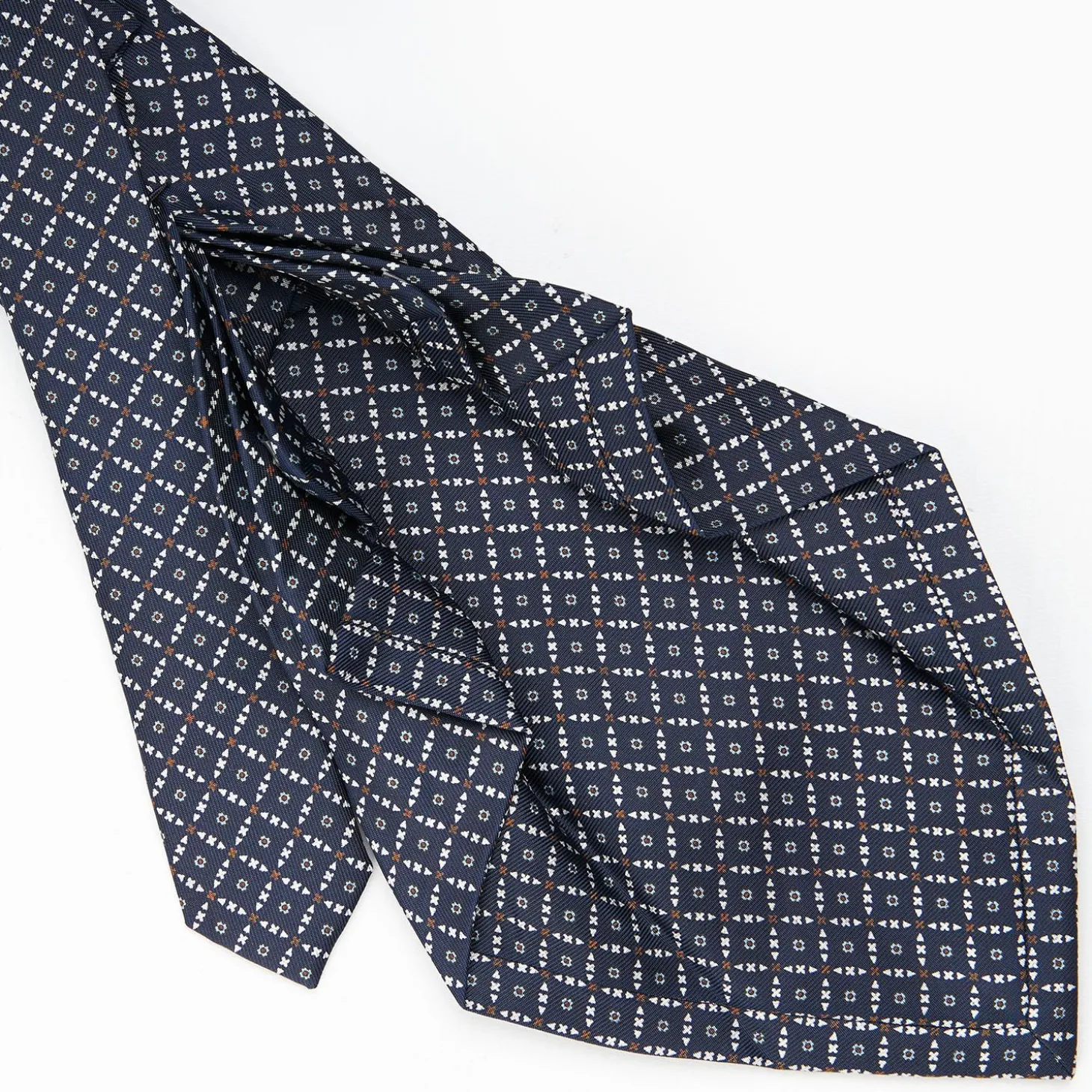 Dark Blue 9 Fold Sartorial Silk Tie Small Flower Pattern