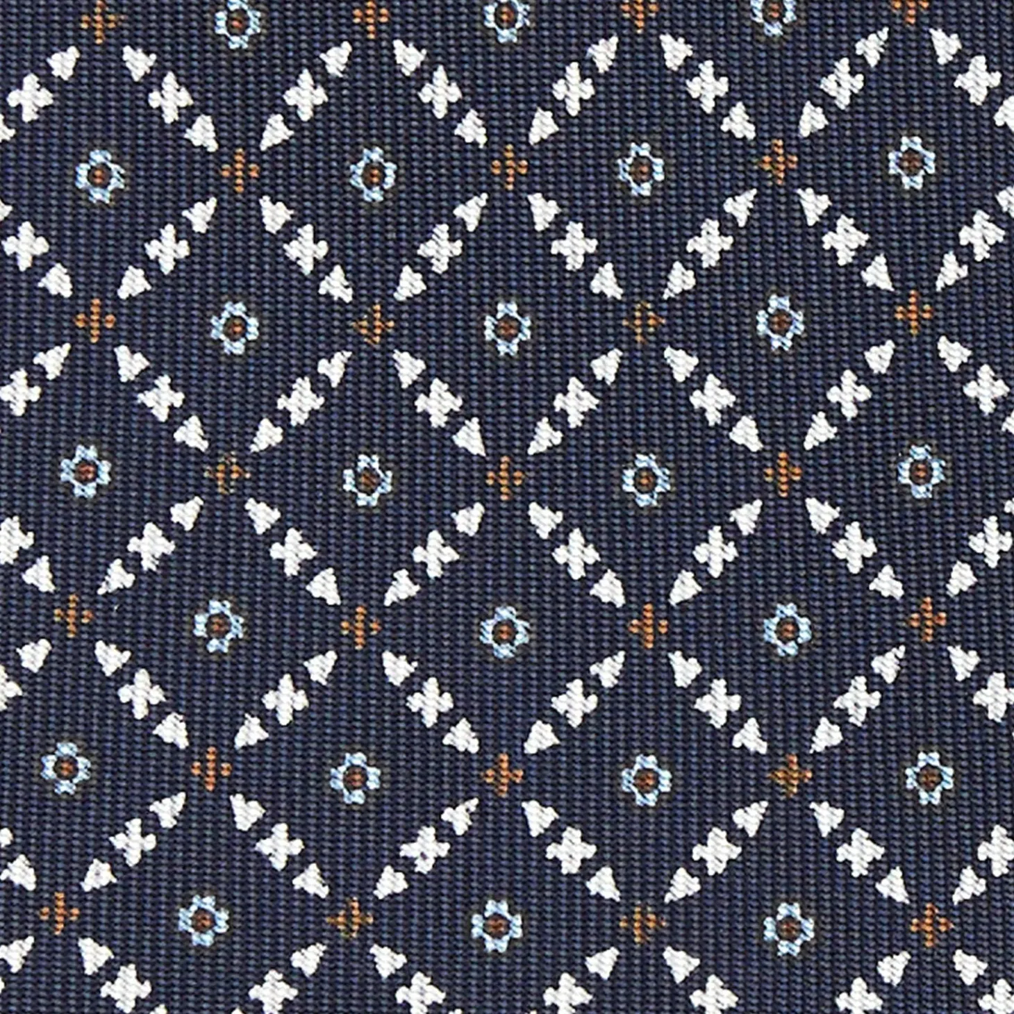 Dark Blue 9 Fold Sartorial Silk Tie Small Flower Pattern