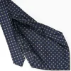 Dark Blue 9 Fold Sartorial Silk Tie Small Flower Pattern