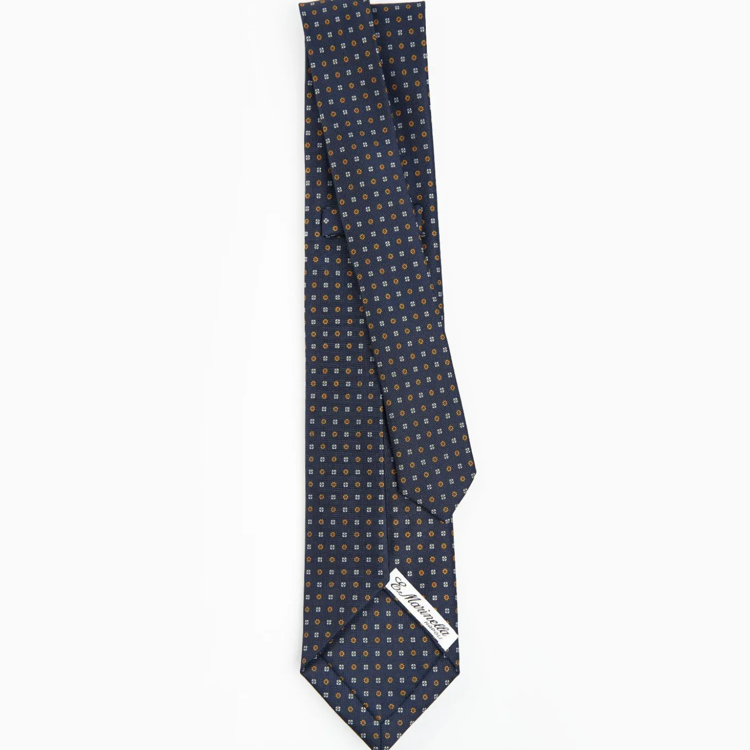 Dark Blue 9 Fold Sartorial Silk Tie Small Flower Pattern