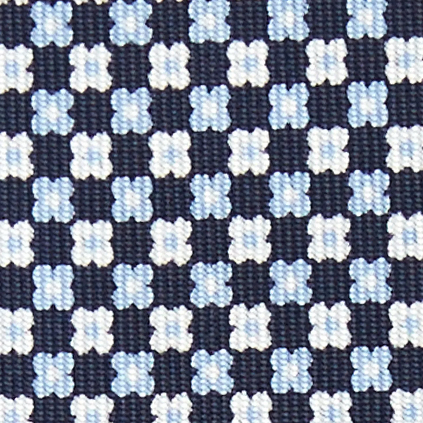 Dark Blue 7 Fold Sartorial Silk Tie - Small Flower Pattern