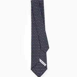Dark Blue 5 Fold Sartorial Silk Tie - Small Flower Pattern