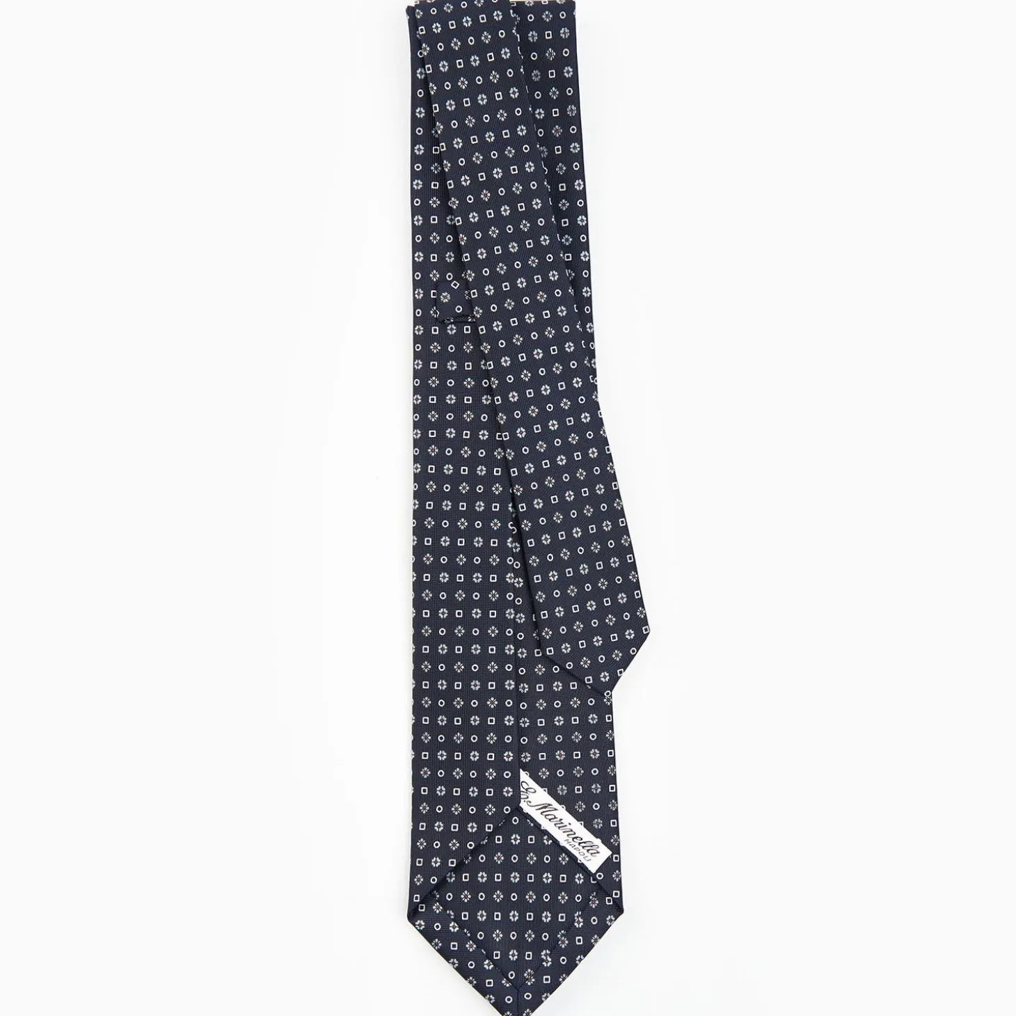 Dark Blue 5 Fold Sartorial Silk Tie - Small Flower Pattern