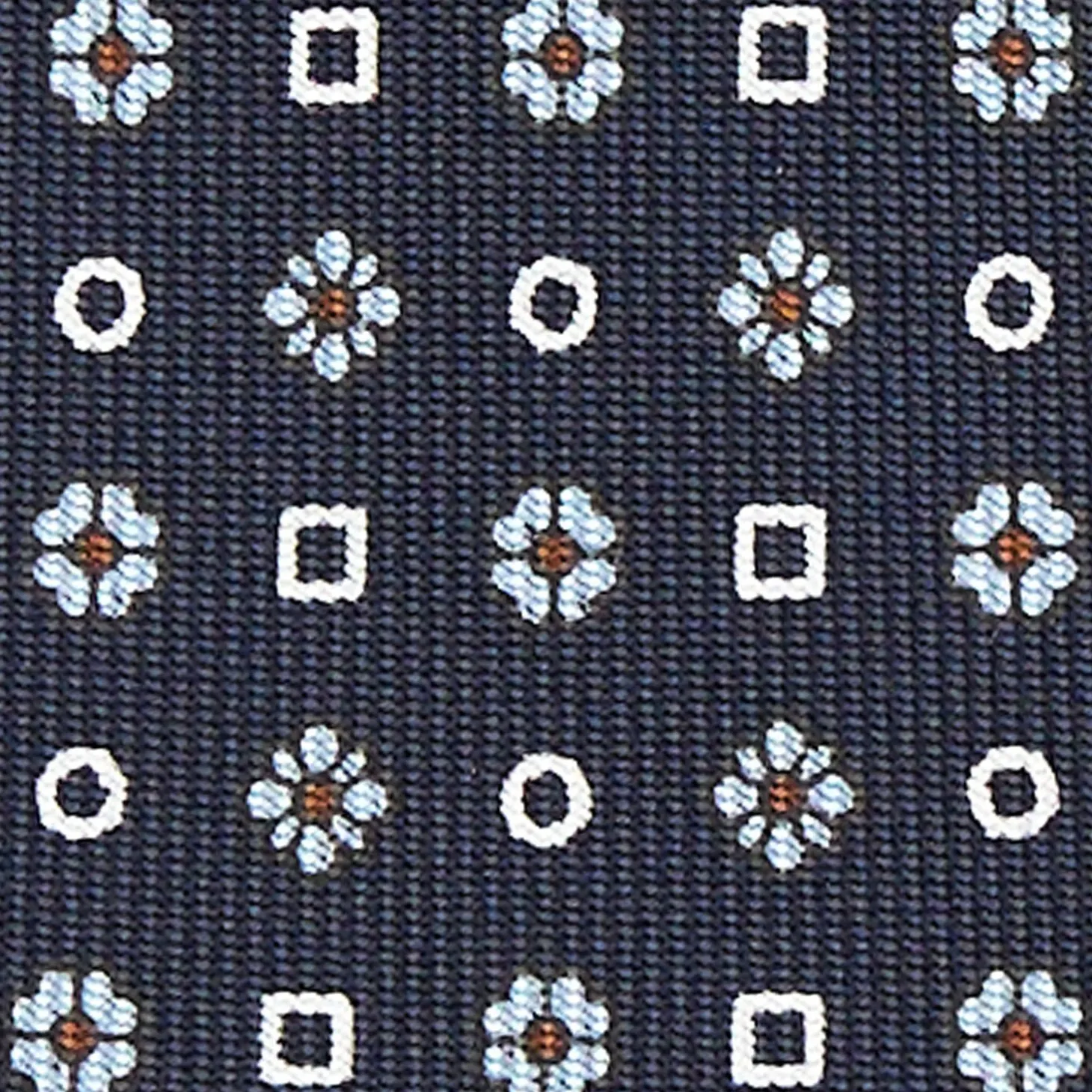 Dark Blue 5 Fold Sartorial Silk Tie - Small Flower Pattern