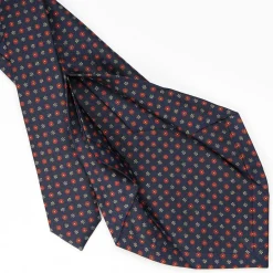 Dark Blue 5 Fold Sartorial Silk Tie - Small Flower Pattern