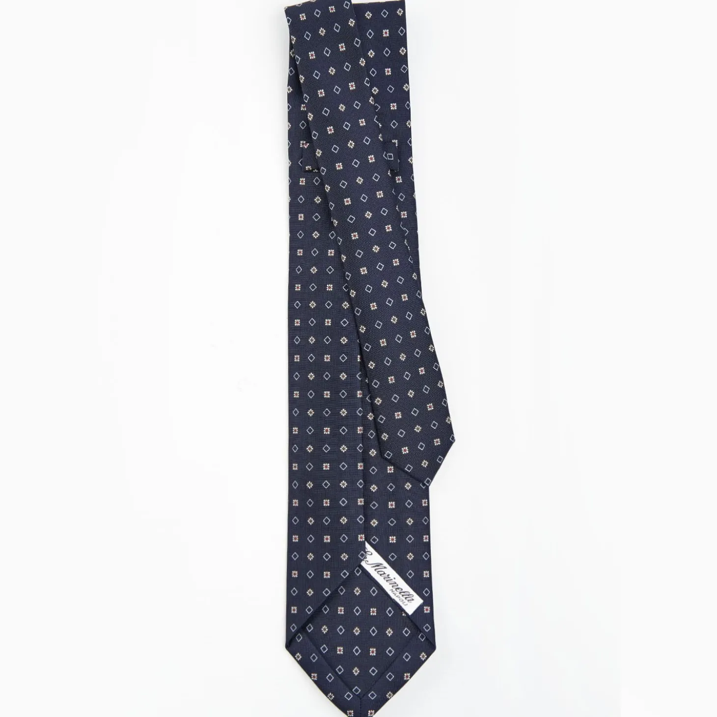 Dark Blue 5 Fold Sartorial Silk Tie - Small Flower Pattern