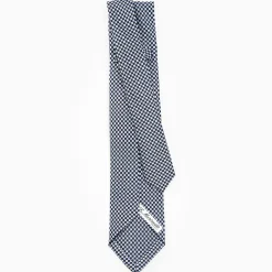 Dark Blue 5 Fold Sartorial Silk Tie - Small Flower Pattern