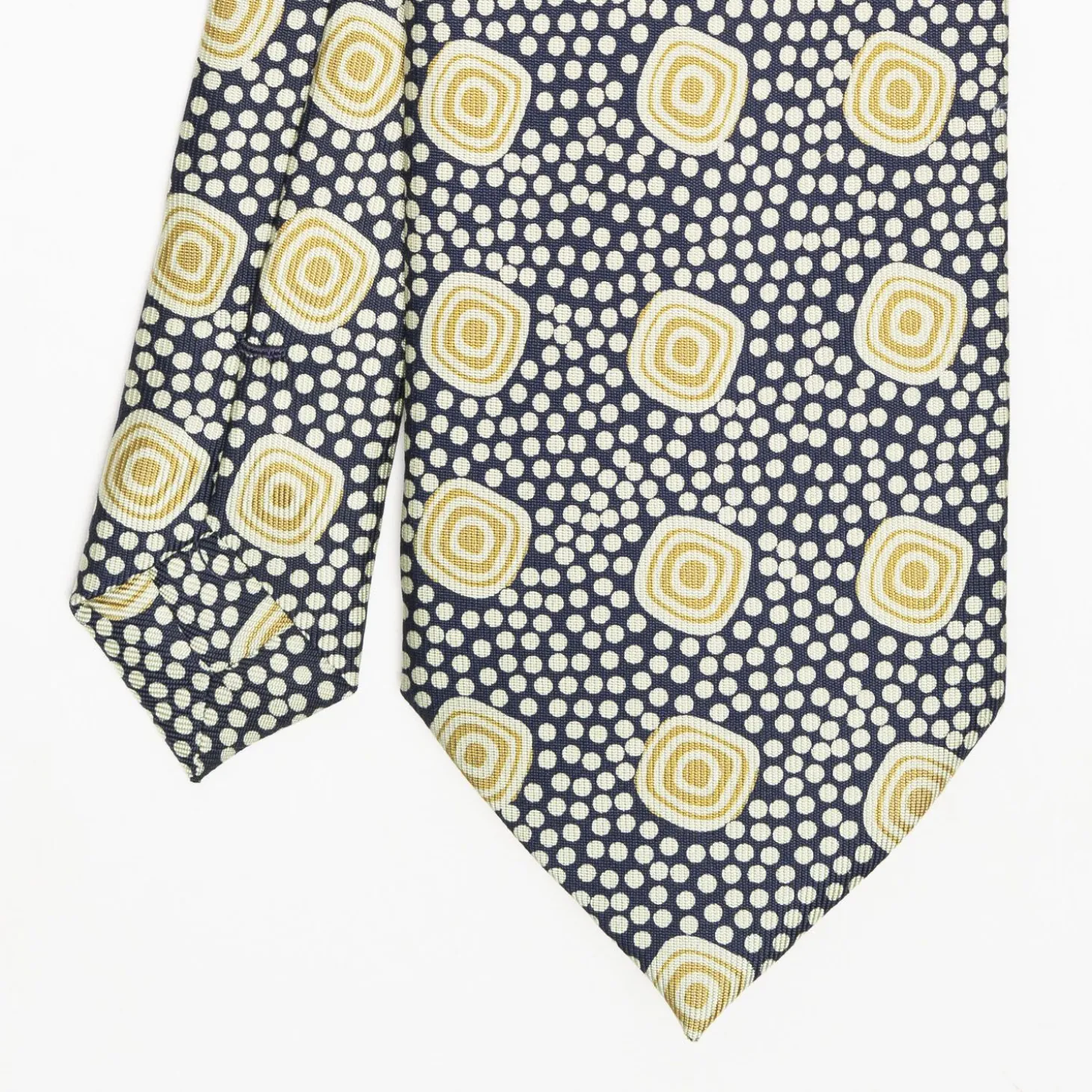 Dark Blue Heritage Collection Silk Tie - Large Geometric Pattern
