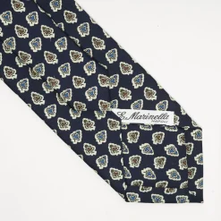 Dark Blue Heritage Collection Silk Tie - Large Flower Pattern