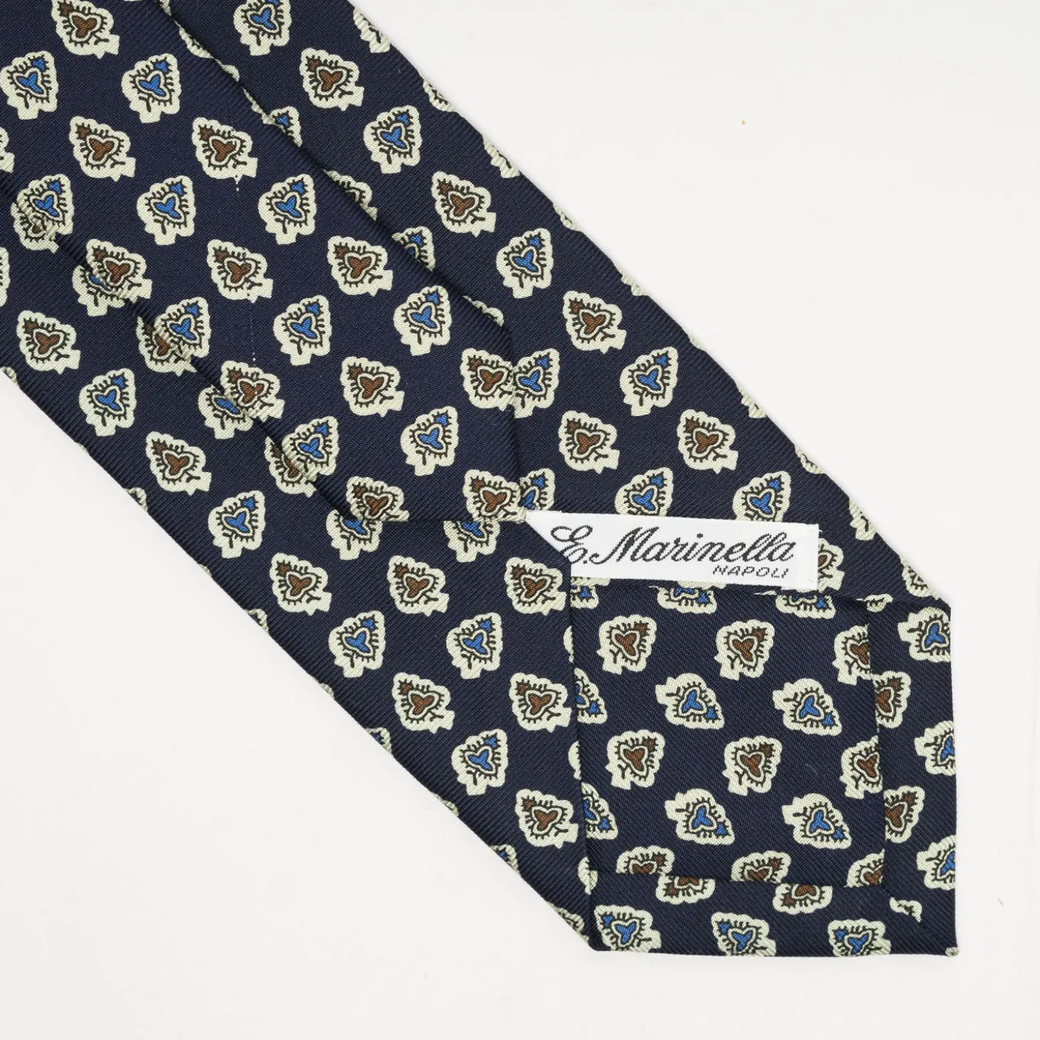 Dark Blue Heritage Collection Silk Tie - Large Flower Pattern