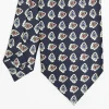 Dark Blue Heritage Collection Silk Tie - Large Flower Pattern