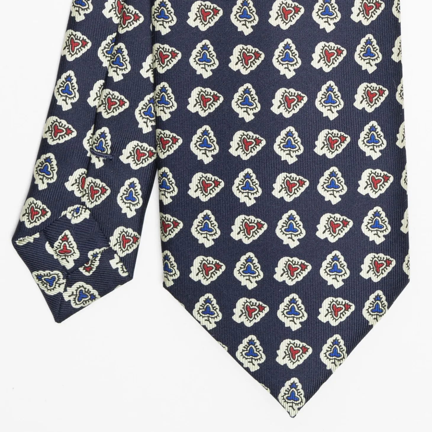 Dark Blue Heritage Collection Silk Tie - Large Flower Pattern