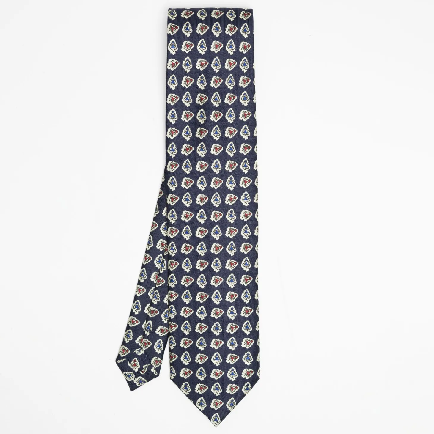 Dark Blue Heritage Collection Silk Tie - Large Flower Pattern