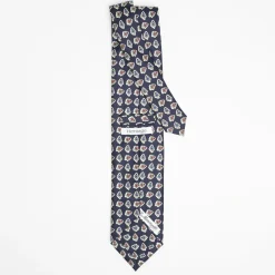 Dark Blue Heritage Collection Silk Tie - Large Flower Pattern