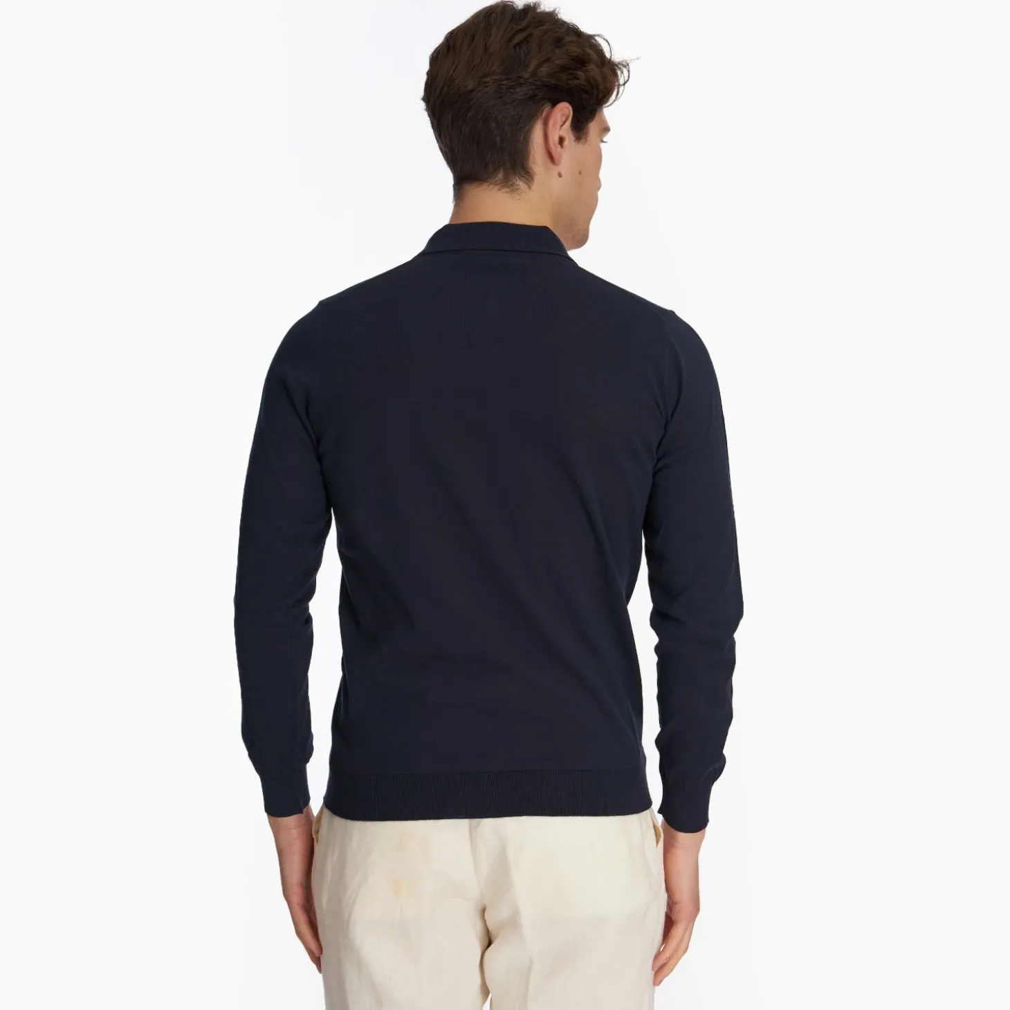 Dark Blue Jersey Long Sleeve Polo Shirt