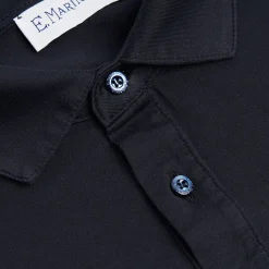Dark Blue Jersey Long Sleeve Polo Shirt
