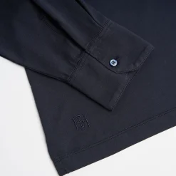 Dark Blue Jersey Long Sleeve Polo Shirt
