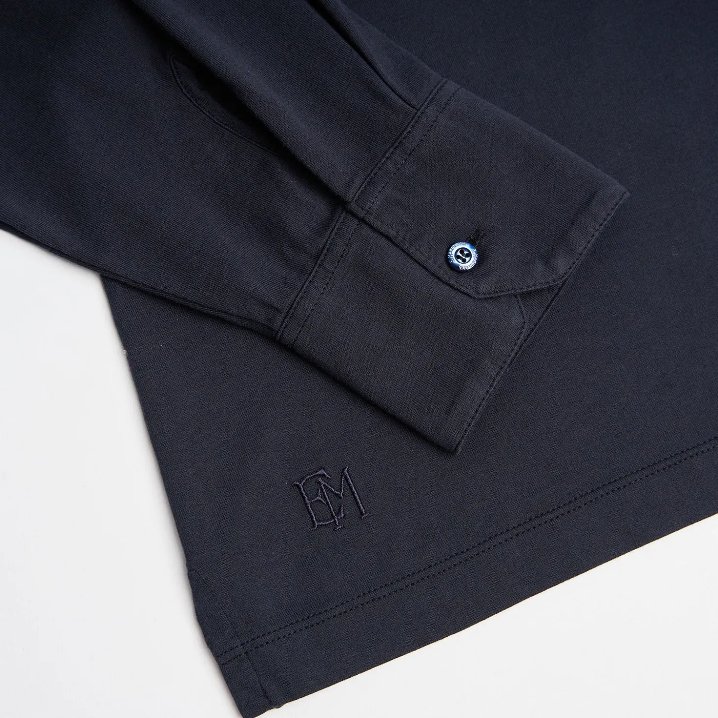Dark Blue Jersey Long Sleeve Polo Shirt