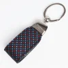 Dark Blue Keyfob In Silk And Leather