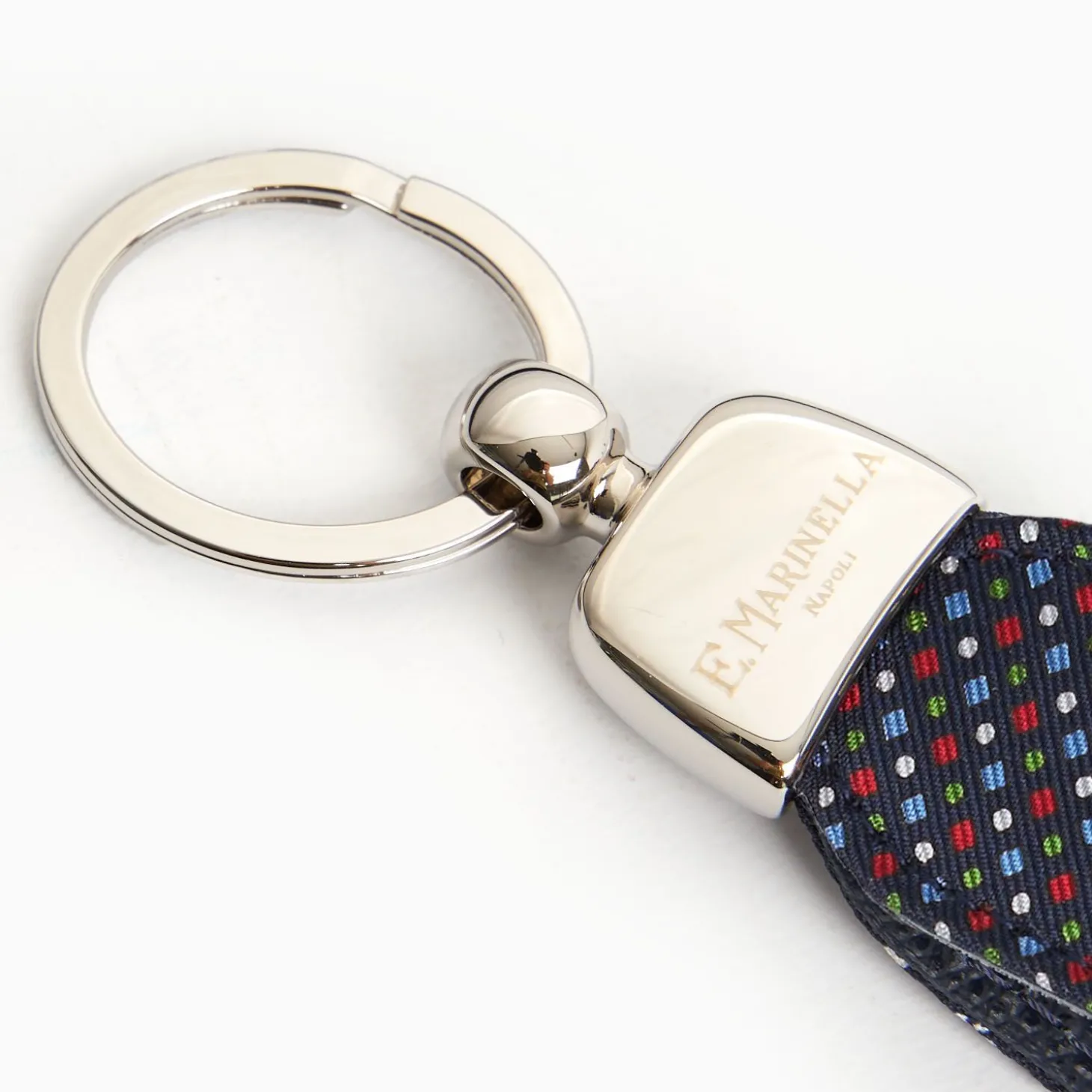 Dark Blue Keyfob In Silk And Leather