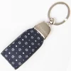 Dark Blue Keyfob In Silk And Leather