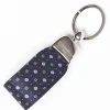 Dark Blue Keyfob In Silk And Leather